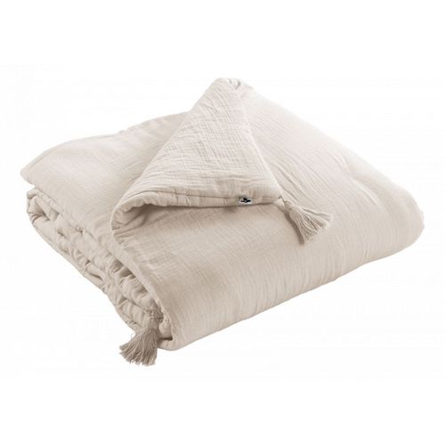 Edredon Ou Bout De Lit "gaïa" "gaze De Coton" - Taupe - 90x200 Cm