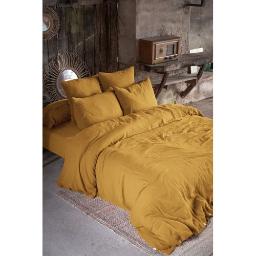 Taie D'oreiller "gaïa" "gaze De Coton" - Jaune - 60x60 Cm