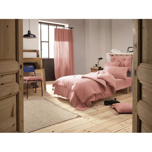 Tête De Lit "gaïa" 5 Boutons Avec Passants 50 X 80 Cm "gaze De Coton" - Rose - 50x80 Cm