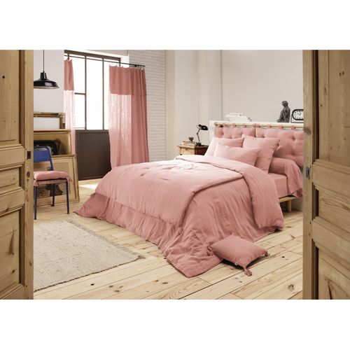 Tête De Lit "gaïa" 5 Boutons Avec Passants 50 X 80 Cm "gaze De Coton" - Rose - 50x80 Cm