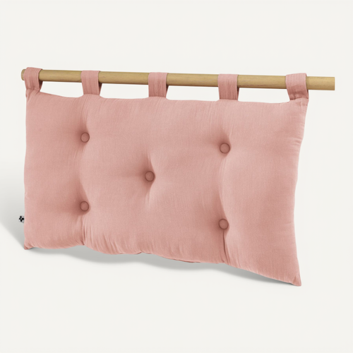 Tête De Lit "gaïa" 5 Boutons Avec Passants 50 X 80 Cm "gaze De Coton" - Rose - 50x80 Cm
