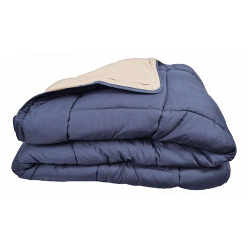 Couette Chaude Bicolore Gamme Microfibre Cocoon Non Feu -  Bleu - 200x200 Cm