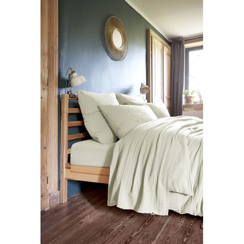 Parure De Draps 4 Pièces et 5 Pièces "gaïa" Gaze De Coton - Vert Clair - 180x200 Cm