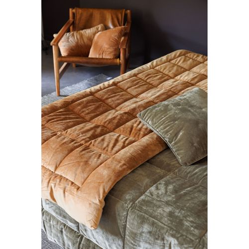 Couvre Lit Velours Matelassé "moki"- Vent Du Sud - Moki Camel - 180 X 240 Cm