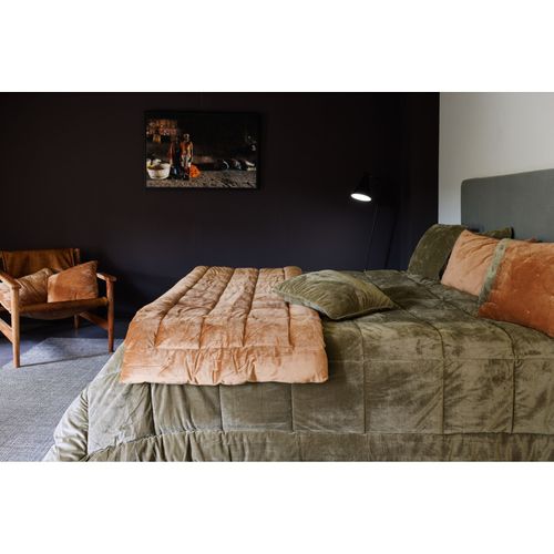 Couvre Lit Velours Matelassé "moki"- Vent Du Sud - Moki Camel - 180 X 240 Cm
