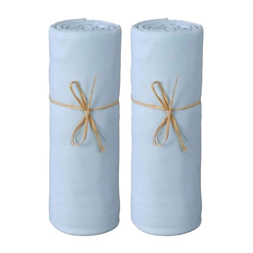 Lot De 2 Draps Housse Lit Bébé 60 X 120 Cm / 100% Coton / 57 Fils/cm² - Bleu - 60x120 Cm