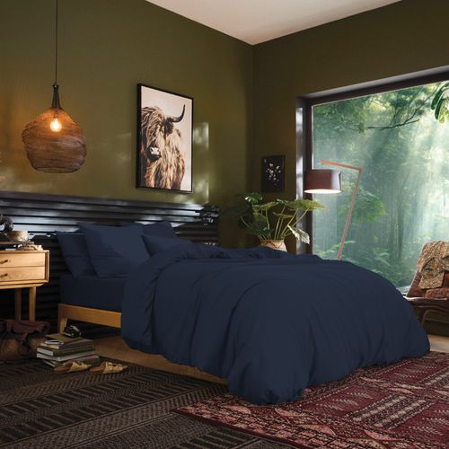 Drap Housse 140 X 190 Cm Bonnet 30 Cm "prémium" Pour Lit 2 Places - Bleu Nuit - 140x190+30 Cm