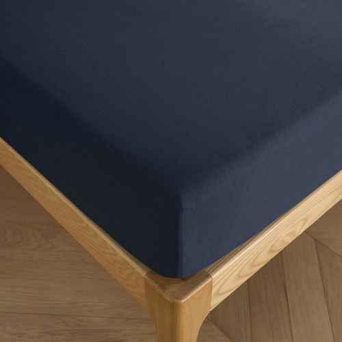 Drap Housse 140 X 190 Cm Bonnet 30 Cm "prémium" Pour Lit 2 Places - Bleu Nuit - 140x190+30 Cm