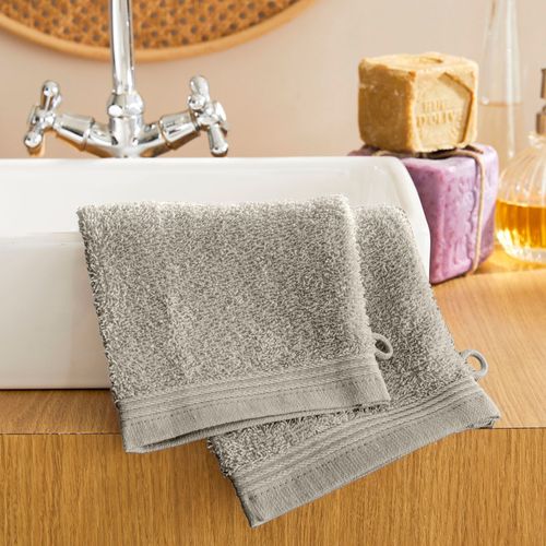 Lot De 2 Gants De Toilette "spa" 15 X 21 Cm / 400 Gr/m² - Beige - 15x21 Cm