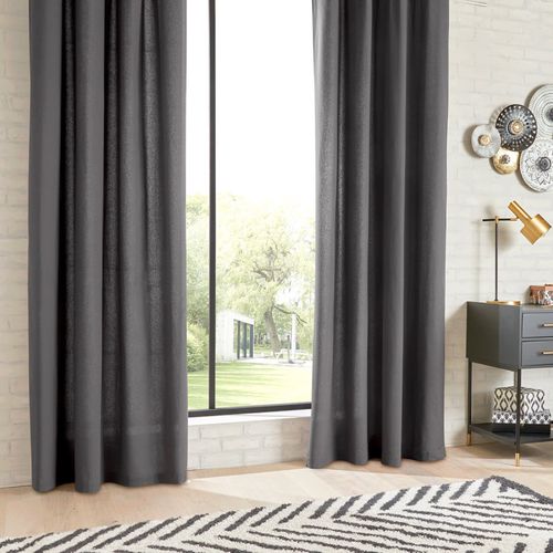 Lot De 2 Rideaux D'ameublement "anjali" En Coton 135 X 240 Cm - Gris - 135x240 Cm