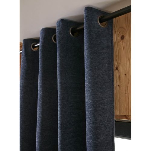 Lot De 2 Rideaux Occultants Phoniques Et Thermiques Doublés 100% Opaque - Bleu Nuit - 140x240 Cm
