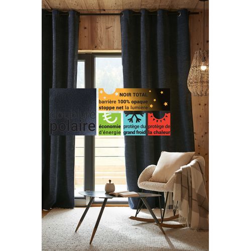 Lot De 2 Rideaux Occultants Phoniques Et Thermiques Doublés 100% Opaque - Bleu Nuit - 140x240 Cm