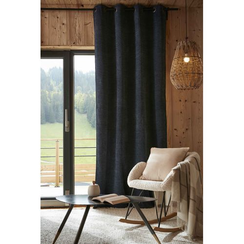 Lot De 2 Rideaux Occultants Phoniques Et Thermiques Doublés 100% Opaque - Bleu Nuit - 140x240 Cm