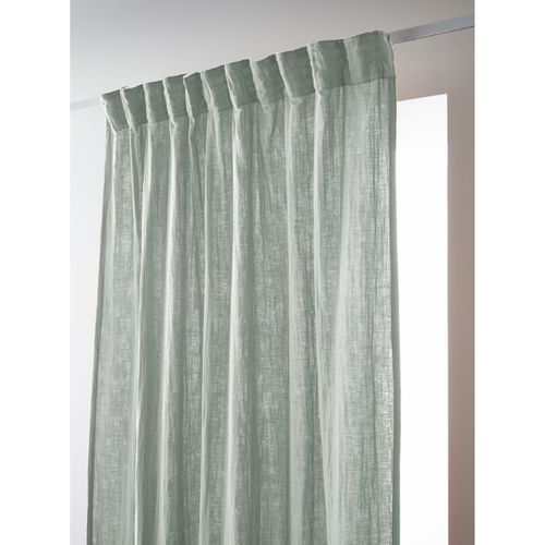 Lot De 2 Rideaux Galon Fronceur "gaïa" 140 X 240 Cm "gaze De Coton" - Vert Clair - 140x240 Cm