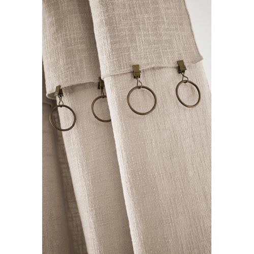 Rideau Ajustable + 8 Anneaux Pince "sixtine" 140 X 270 Cm - Taupe - 140x270 Cm