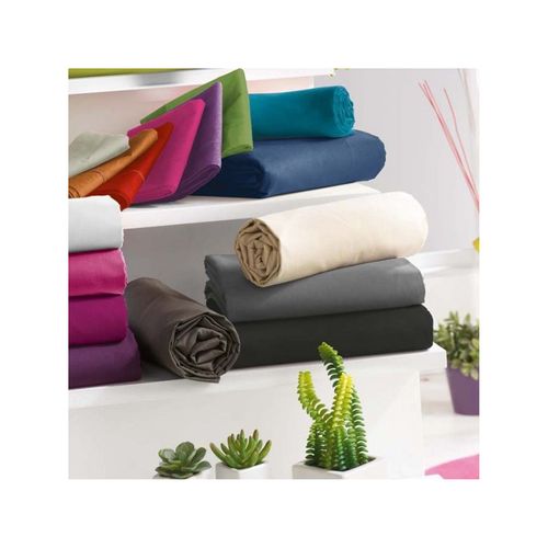 2 Draps Housse Prune 140 X 190 Cm - Violet - 140x190 Cm