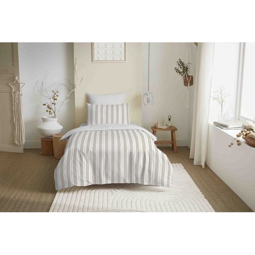Pack Complet Housse De Couette Réversible "vanessa" 4 Pièces Florence Naturel - Beige - 90x190 Cm