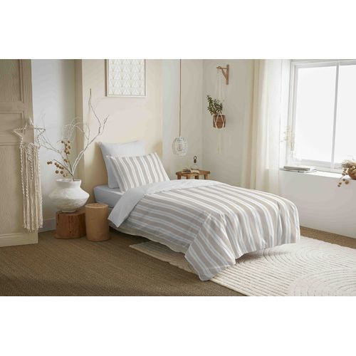 Pack Complet Housse De Couette Réversible "vanessa" 4 Pièces Florence Naturel - Beige - 90x190 Cm