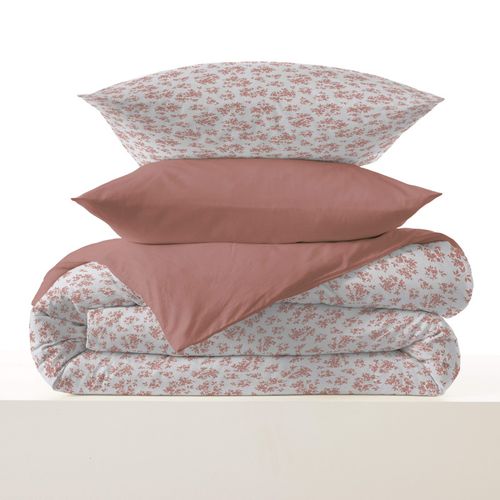 Pack Complet Housse De Couette Réversible "vanessa" 4 Pièces Eloise Abricot - 90x190 Cm