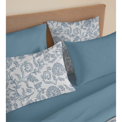 Pack Complet Housse De Couette Réversible "vanessa" 6 Pièces Pour Lit 140 X 190 Salma Bleu