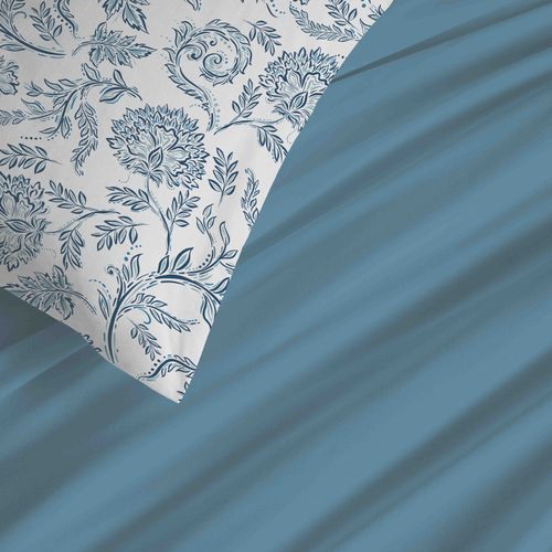 Pack Complet Housse De Couette Réversible "vanessa" 6 Pièces Pour Lit 140 X 190 Salma Bleu