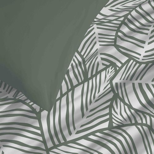 Pack Complet Housse De Couette Réversible "vanessa" 4 Pièces Fira Romarin - Vert Foncé - 90x190 Cm