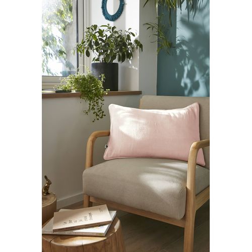 Coussin Déhoussable Avec Passepoil "gaïa" 40 X 60 Cm "gaze De Coton" - Rose Clair - 40x60 Cm