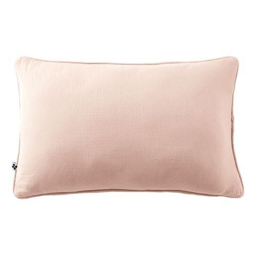 Coussin Déhoussable Avec Passepoil "gaïa" 40 X 60 Cm "gaze De Coton" - Rose Clair - 40x60 Cm