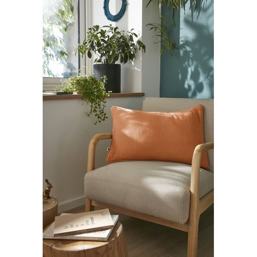 Coussin Déhoussable Avec Passepoil "gaïa" 40 X 60 Cm "gaze De Coton" - Abricot - 40x60 Cm