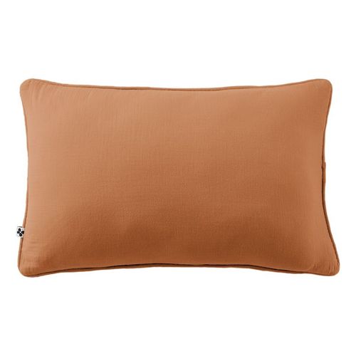 Coussin Déhoussable Avec Passepoil "gaïa" 40 X 60 Cm "gaze De Coton" - Abricot - 40x60 Cm