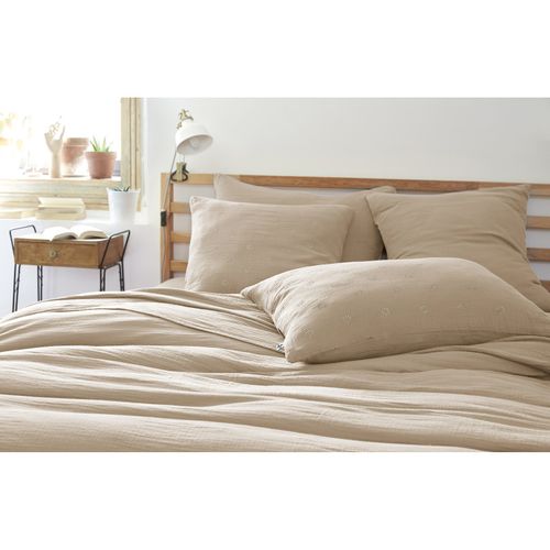 Taie D'oreiller Brodée Déco "gaïa Boho" 60 X 60 Cm et 50 X 70 Cm "gaze De Coton"