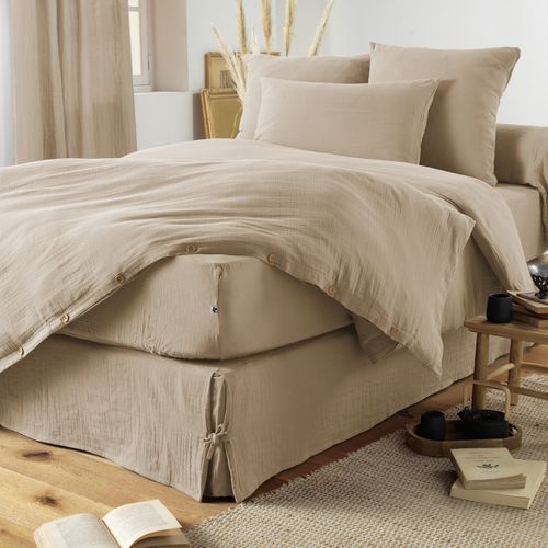 Drap Housse "gaïa" "gaze De Coton" - Beige - 180x200 Cm