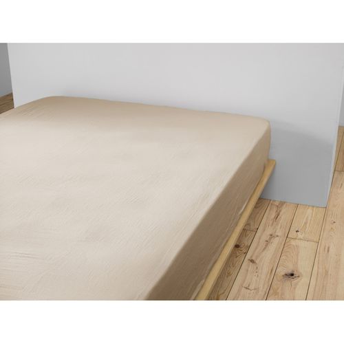Drap Housse "gaïa" "gaze De Coton" - Beige - 180x200 Cm