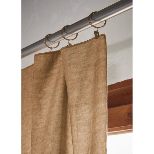 Lot De 2 Rideaux Ajustables + 8 Anneaux Pince "lysandre" Lyocel - Marron - 140x270 Cm