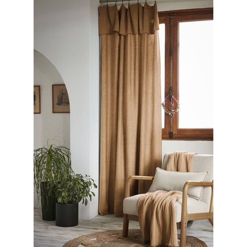 Lot De 2 Rideaux Ajustables + 8 Anneaux Pince "lysandre" Lyocel - Marron - 140x270 Cm