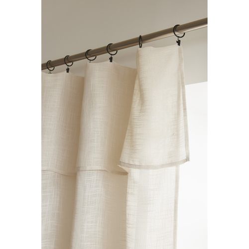 Voilage Ajustable + 8 Anneaux Pince 140 X 270 Cm Polyester Effet Lin "nia"