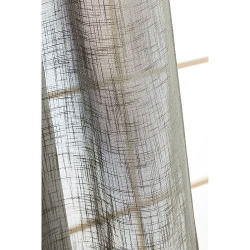 Lot De 2 Voilages Ajustables + 8 Anneaux Pince Polyester Effet Lin "nia" - Kaki - 2x140x270 Cm