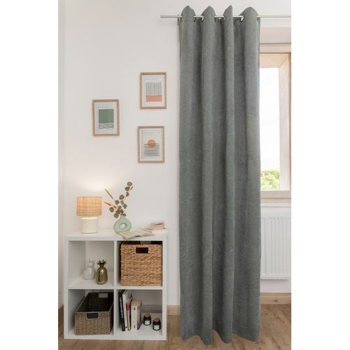 Lot De 2 Rideaux Occultant Phonique Et Thermique Chenille Doublé Polaire - Kaki - 140x240 Cm