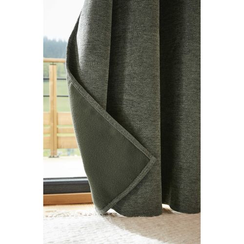 Rideau Occultant Phonique Et Thermique Doublé Polaire 100% Opaque - Vert - 140x180 Cm