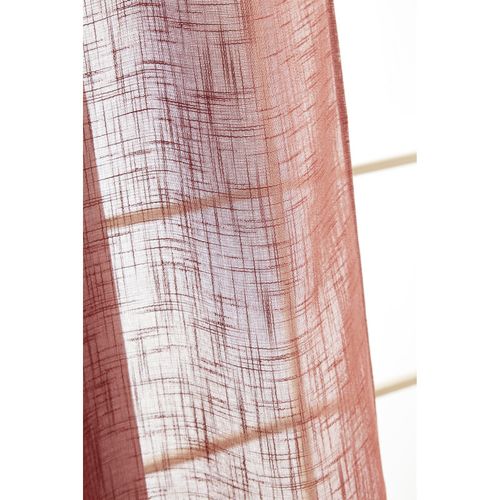 Lot De 2 Voilages Ajustables + 8 Anneaux Pince Polyester Effet Lin "nia" - Terracotta - 2x140x270 Cm