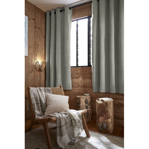Lot De 2 Rideaux Occultants Phoniques Et Thermiques Doublés 100% Opaque - Vert Clair - 140x180 Cm