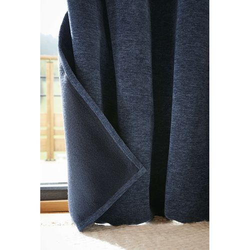 Lot De 2 Rideaux Occultants Phoniques Et Thermiques Doublés 100% Opaque - Bleu Nuit - 140x180 Cm