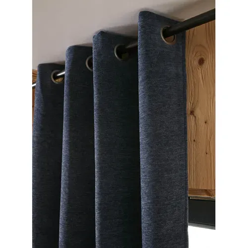 Lot De 2 Rideaux Occultants Phoniques Et Thermiques Doublés 100% Opaque - Bleu Nuit - 140x180 Cm