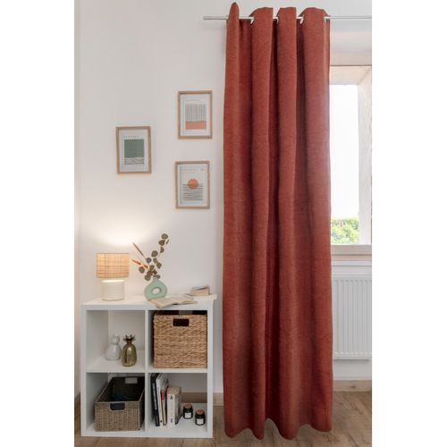 Lot De 2 Rideaux Occultant Phonique Et Thermique Chenille Doublé Polaire - Terracotta - 140x240 Cm