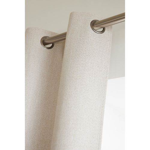 Lot De 2 Rideaux 100% Occultant + 8 Oeillets Polyester Chambray "eres" - Beige - 2x140x240 Cm