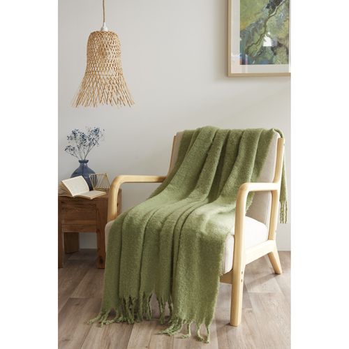 Plaid 130 X 170 Cm Polyester Tricot Uni Effet Mohair "melia"