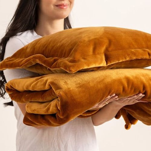 Plaid "cuddly" 130 X 180 Cm Flanelle 550 G - Orange - 130x180 Cm