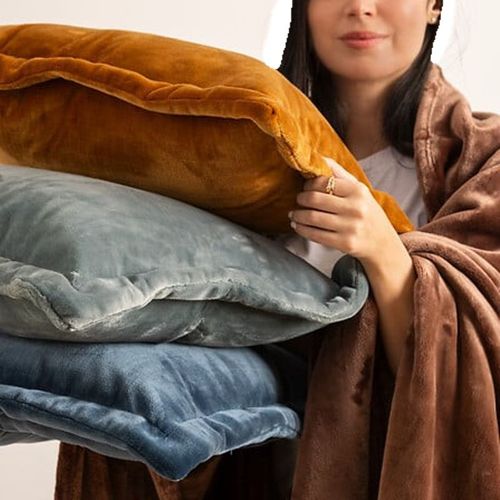 Plaid "cuddly" 130 X 180 Cm Flanelle 550 G - Orange - 130x180 Cm