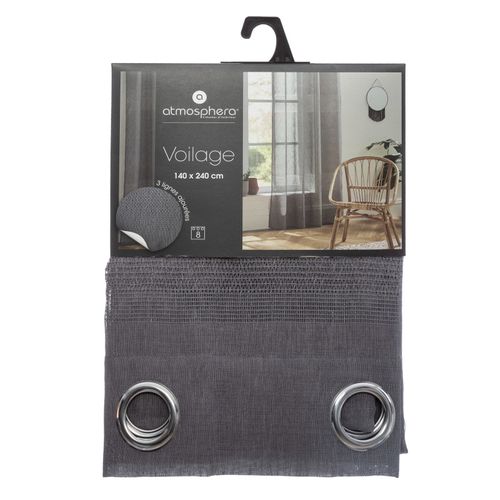 Lot De 2 Voilages Tissé Sablé "sab" 140 X 240 Cm - Gris - 140x240 Cm