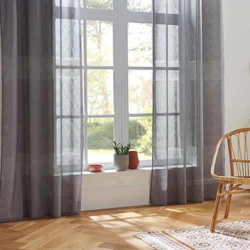 Lot De 2 Voilages Tissé Sablé "sab" 140 X 240 Cm - Gris - 140x240 Cm